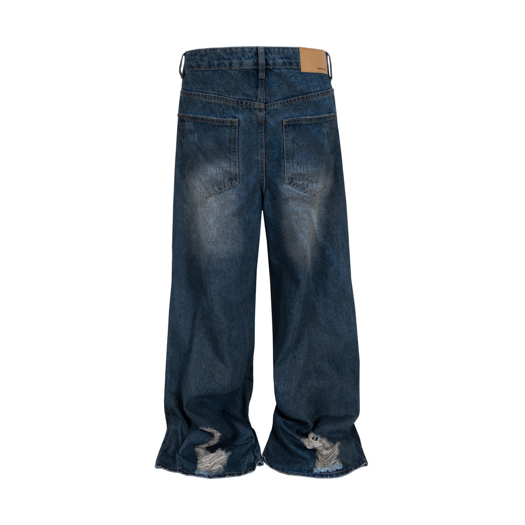 AZUL DISTRESSED CAMO PATCHWORK DENIM