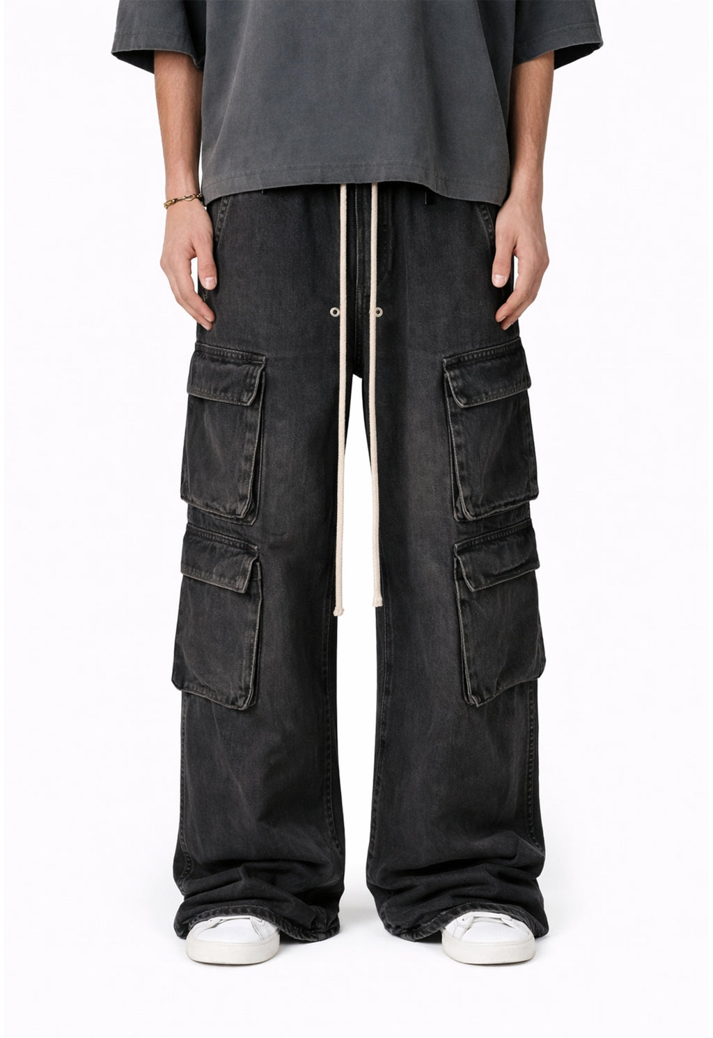 NOIR FLOW DENIM CARGO PANTS
