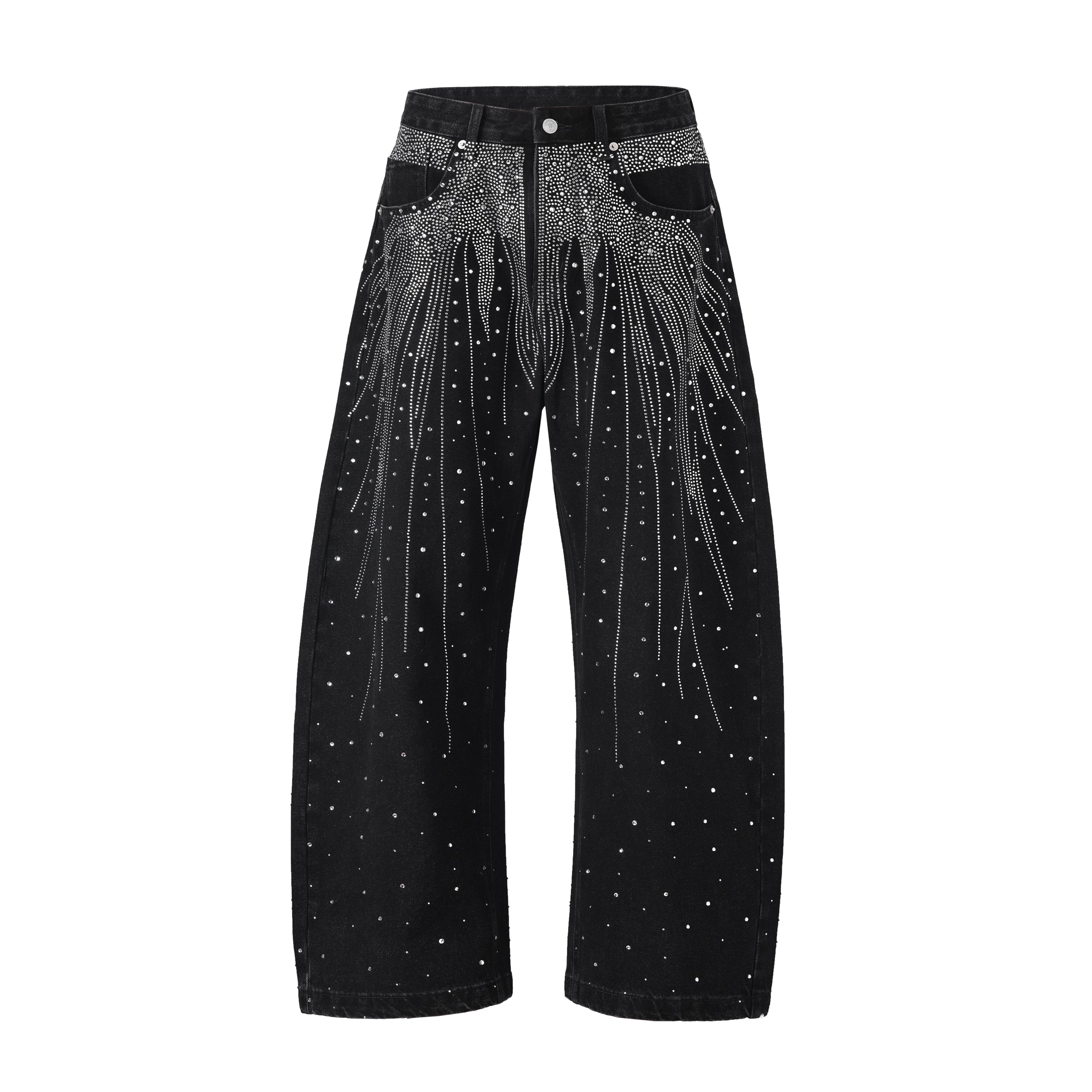 NOIR FLORAL RHINESTONE DENIM